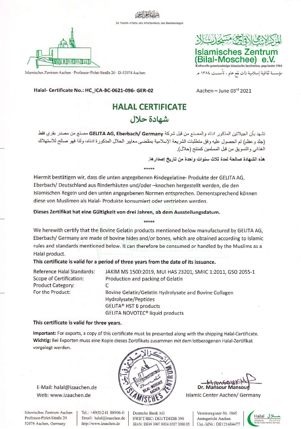 Halal certification of ESN products ESN Helpcenter English